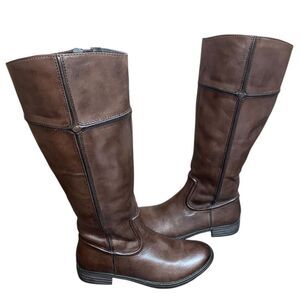 Bussola Trapani Tall Riding Boots Women's 37 (6.5) Rust Brown Burnished Leather
